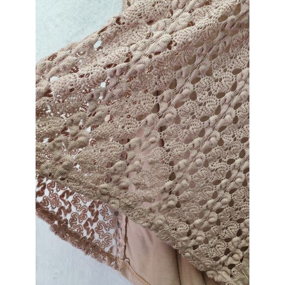 Sans Souci Crop Blouse Top Women's L Clay Metallic Crochet Sleeveless Round Neck - Picture 7 of 7
